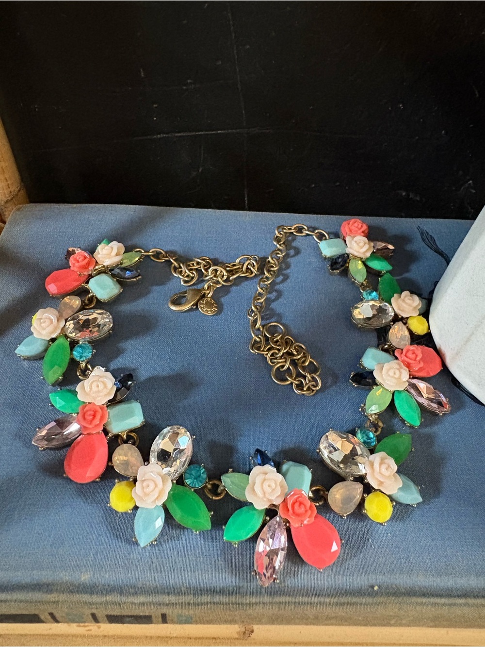 J. Crew Multicolor Floral Crystal Statement Necklace